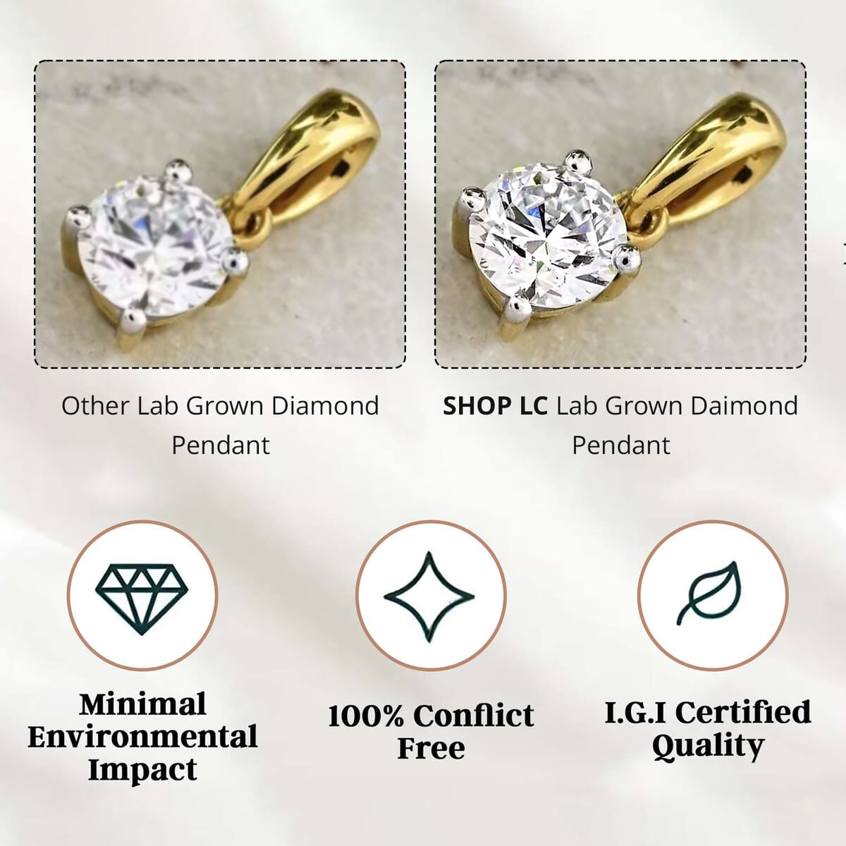 Luxuriant Lab Grown Diamond E-F VS Solitaire Pendant Necklace in 18K Vermeil Yellow Gold Over Sterling Silver 20 Inches 0.50 ctw image number 6