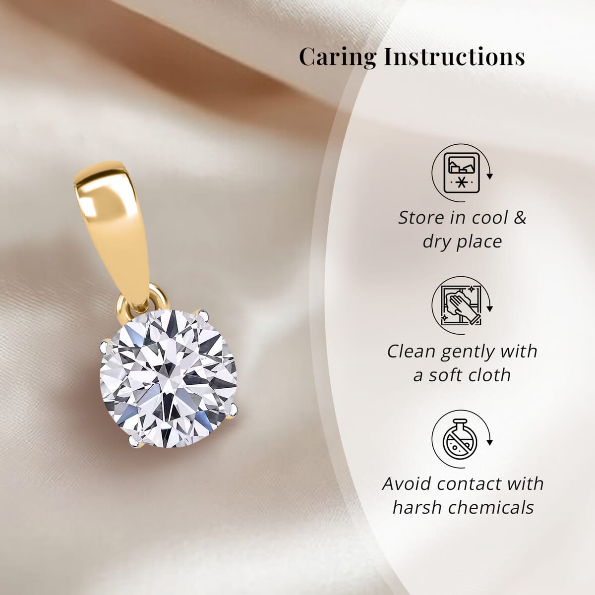 Luxuriant Lab Grown Diamond E-F VS Solitaire Pendant Necklace in 18K Vermeil Yellow Gold Over Sterling Silver 20 Inches 0.50 ctw image number 7