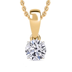 IGI Certified Luxuriant Lab Grown Diamond E-F VS Solitaire Pendant Necklace in 18K Vermeil Yellow Gold Over Sterling Silver 20 Inches 1.00 ctw