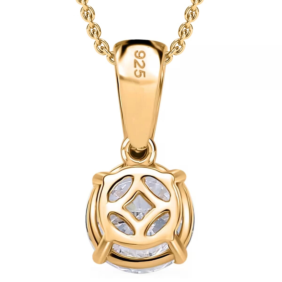 IGI Certified Luxuriant Lab Grown Diamond E-F VS Solitaire Pendant Necklace in 18K Vermeil Yellow Gold Over Sterling Silver 20 Inches 1.00 ctw image number 8
