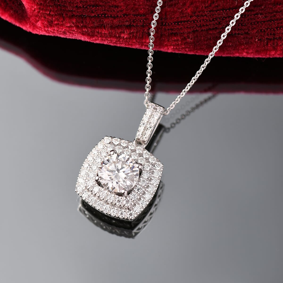 D'Joy Moissanite 2.50 ctw Pendant Necklace 20 inches in Rhodium Over Sterling Silver image number 1