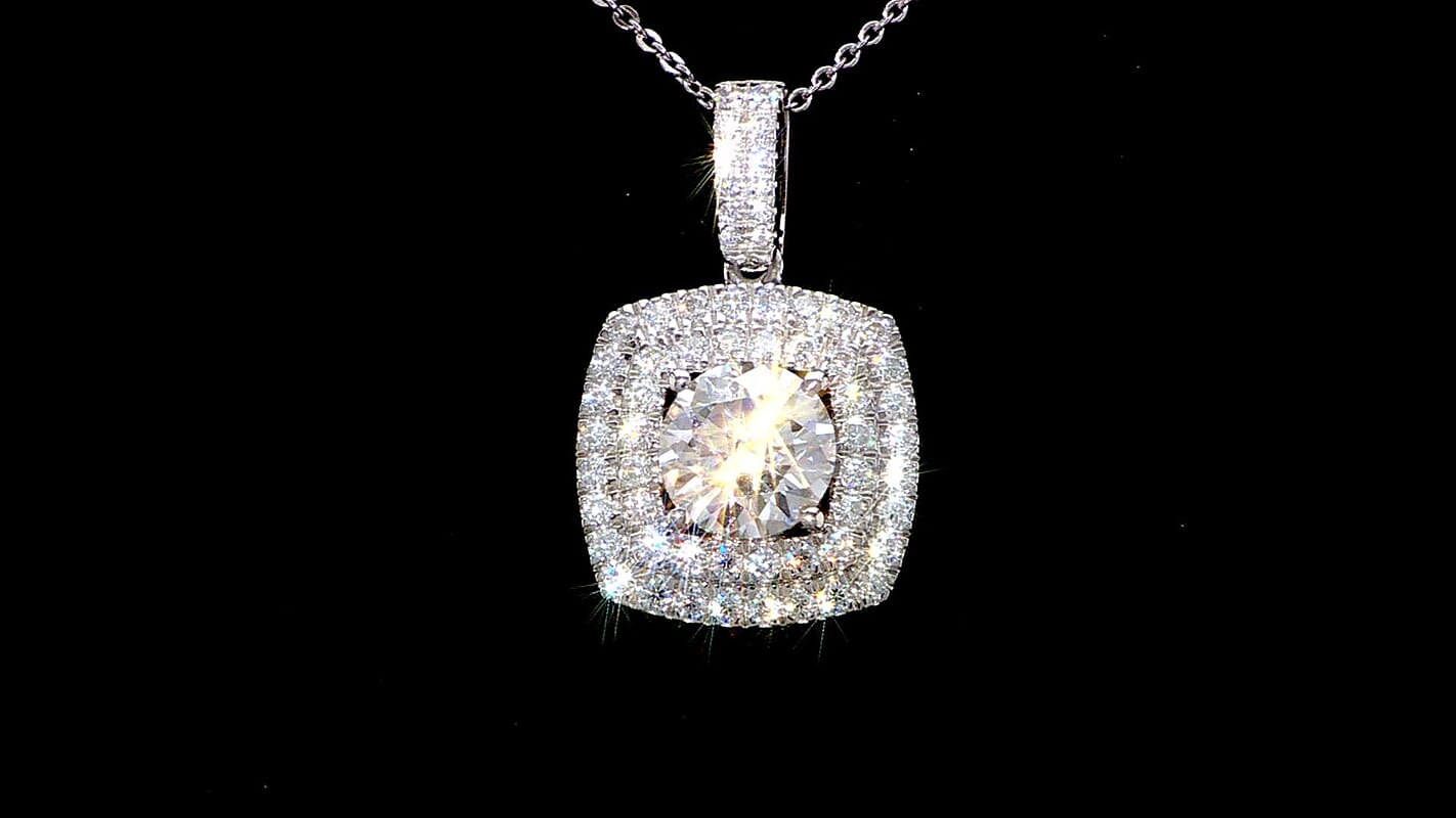 D'Joy Moissanite 2.50 ctw Pendant Necklace 20 inches in Rhodium Over Sterling Silver