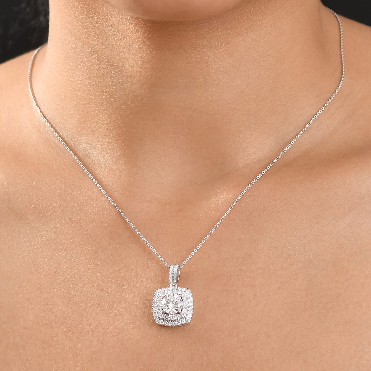 D'Joy Moissanite 2.50 ctw Pendant Necklace 20 inches in Rhodium Over Sterling Silver image number 2