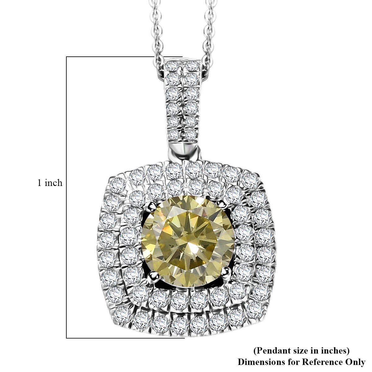 D'Joy Yellow Moissanite 2.50 ctw Celestial Halo Pendant Necklace 20 Inches in Rhodium Over Sterling Silver image number 6