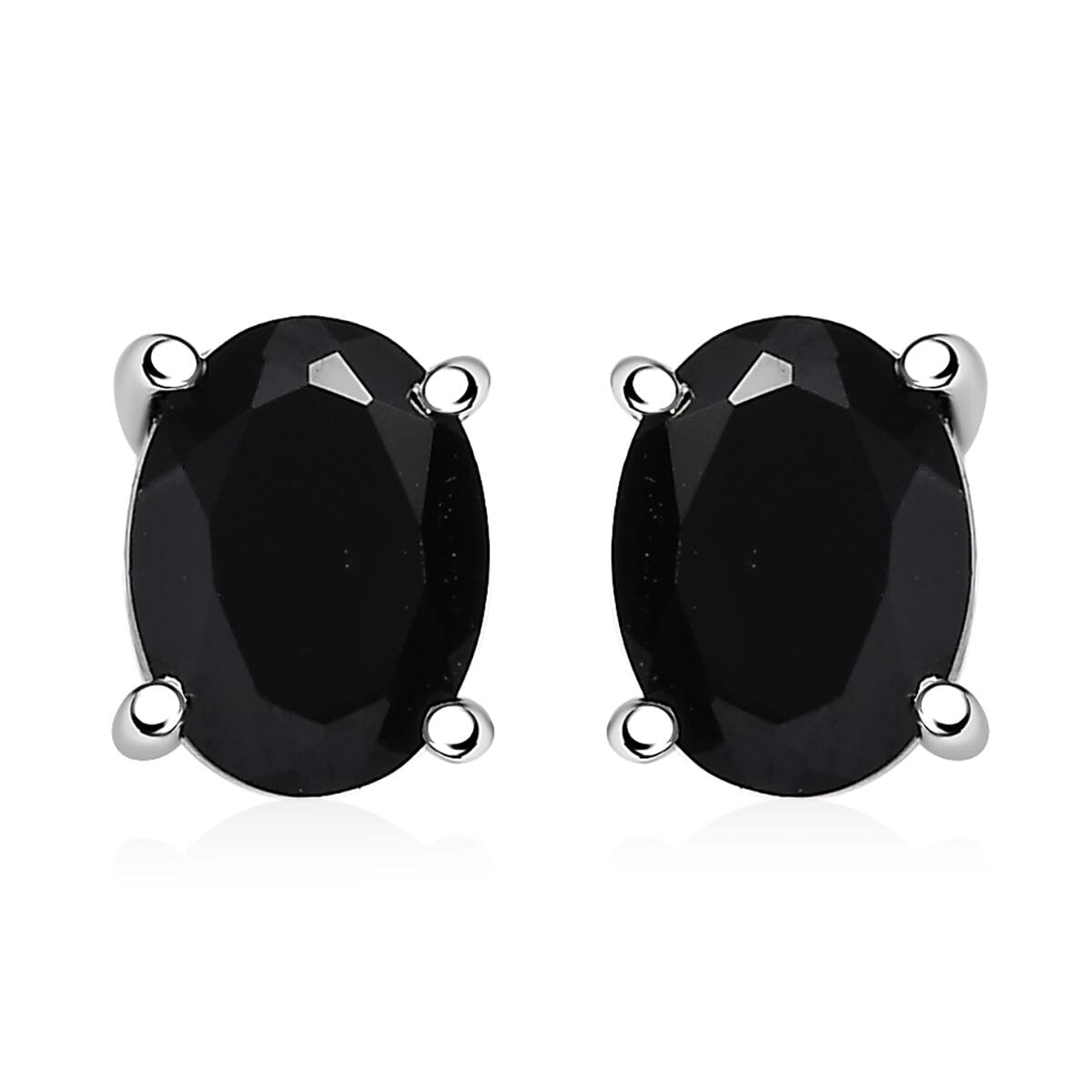 Ever True Thai Black Spinel 47.70 ctw 3 Stone Ring (Size 5), Bracelet (8.5in) and Stud Earrings in Platinum Bond image number 8
