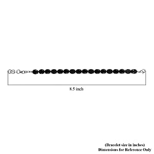 EverTrue Thai Black Spinel 47.70 ctw 3 Stone Ring (Size 7), Bracelet (8.5in) and Stud Earrings in Platinum Bond