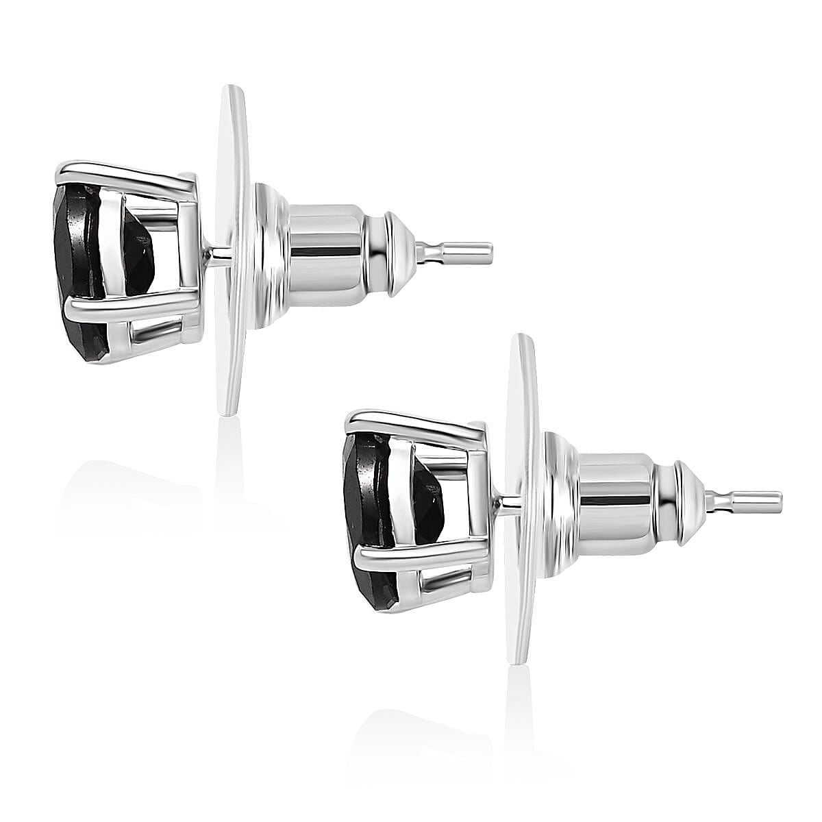 EverTrue Thai Black Spinel 47.70 ctw 3 Stone Ring (Size 9), Bracelet (8.5in) and Stud Earrings in Platinum Bond