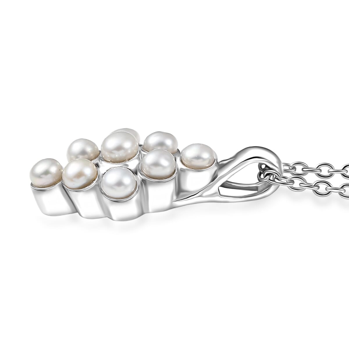 D'Joy Freshwater Pearl Nine Moons Pendant Necklace 20 Inches in Platinum Over Sterling Silver image number 3