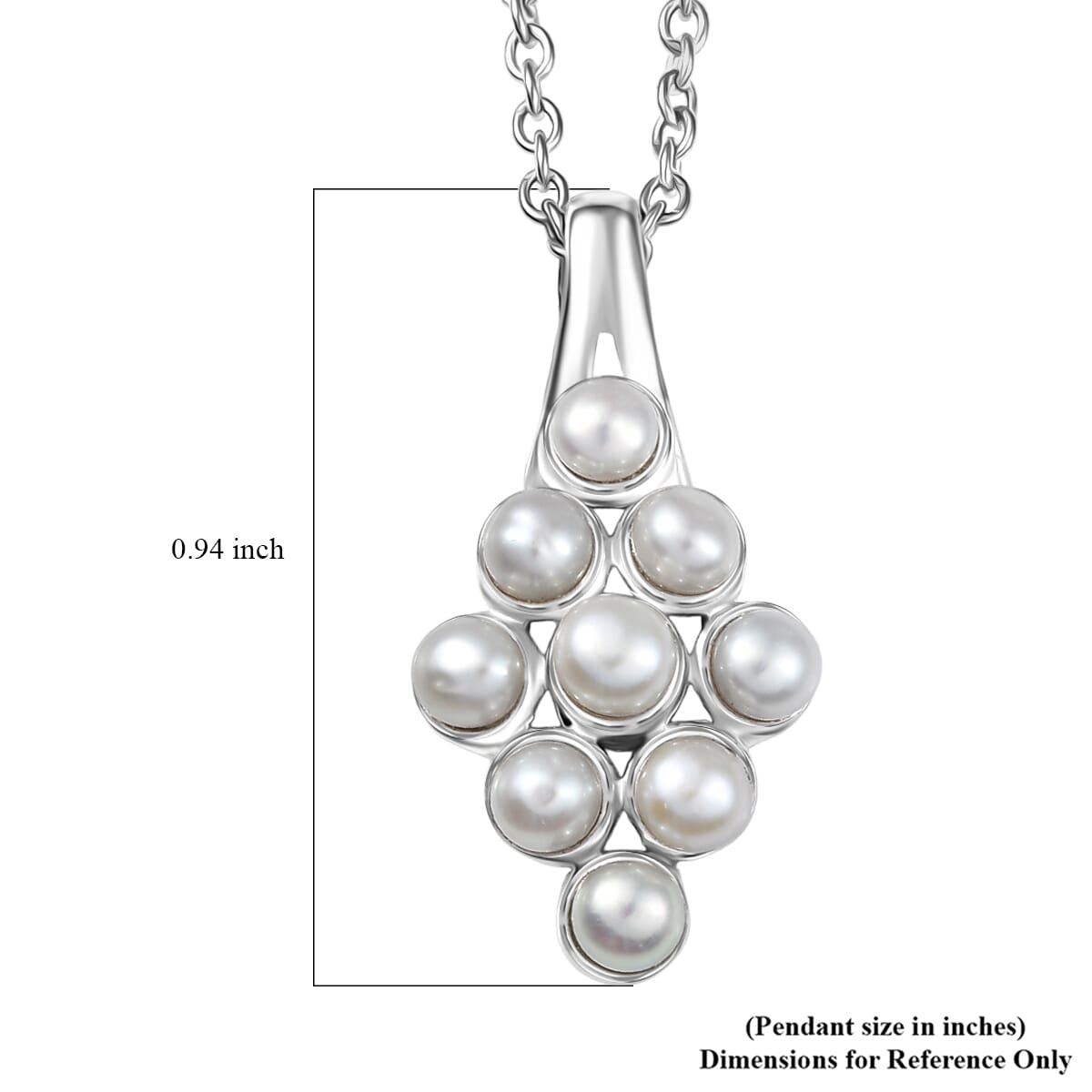 D'Joy Freshwater Pearl Nine Moons Pendant Necklace 20 Inches in Platinum Over Sterling Silver image number 6