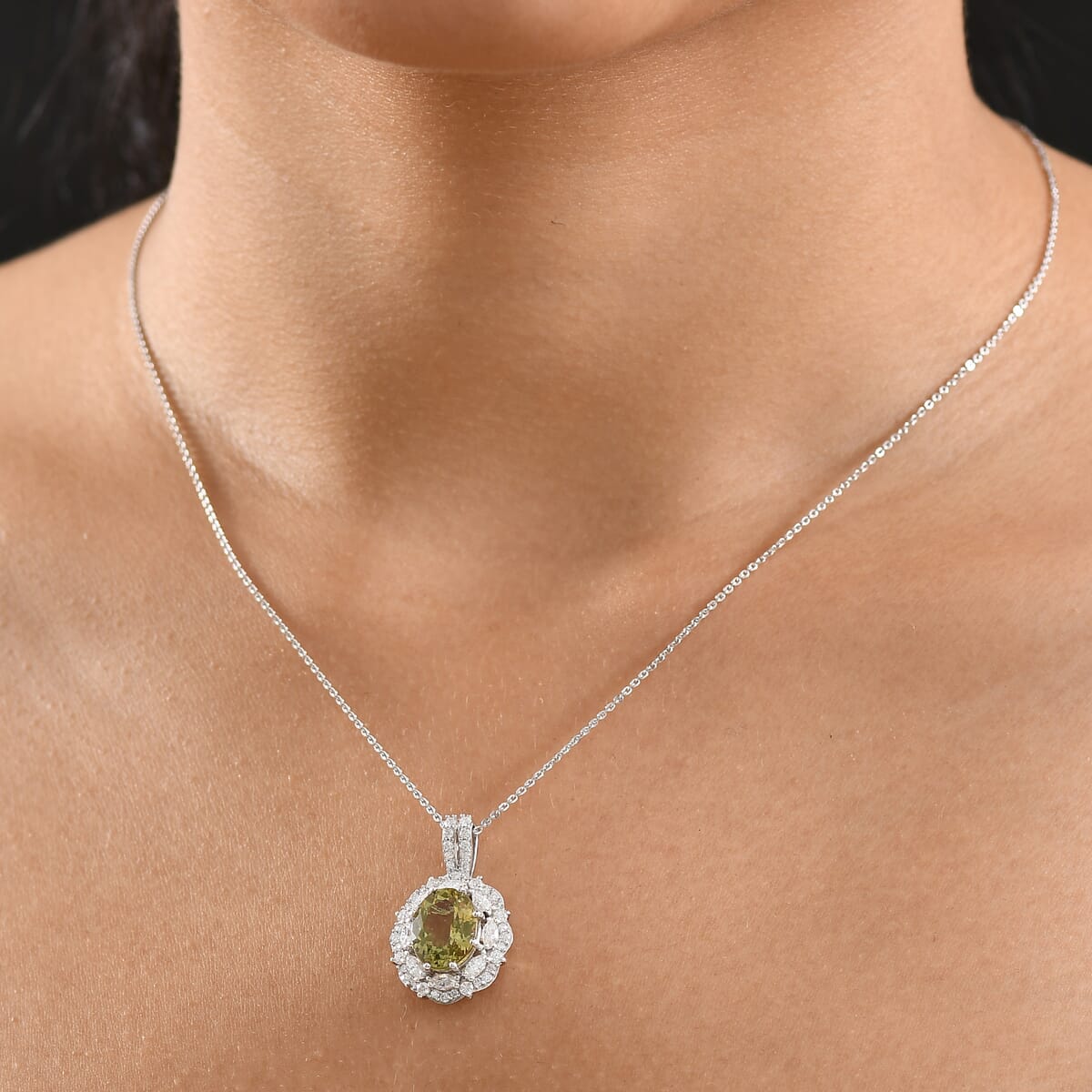 D'Joy Premium Yellow Apatite and Moissanite 4.90 ctw Pendant Necklace in Rhodium Over Sterling Silver 20 Inches image number 2
