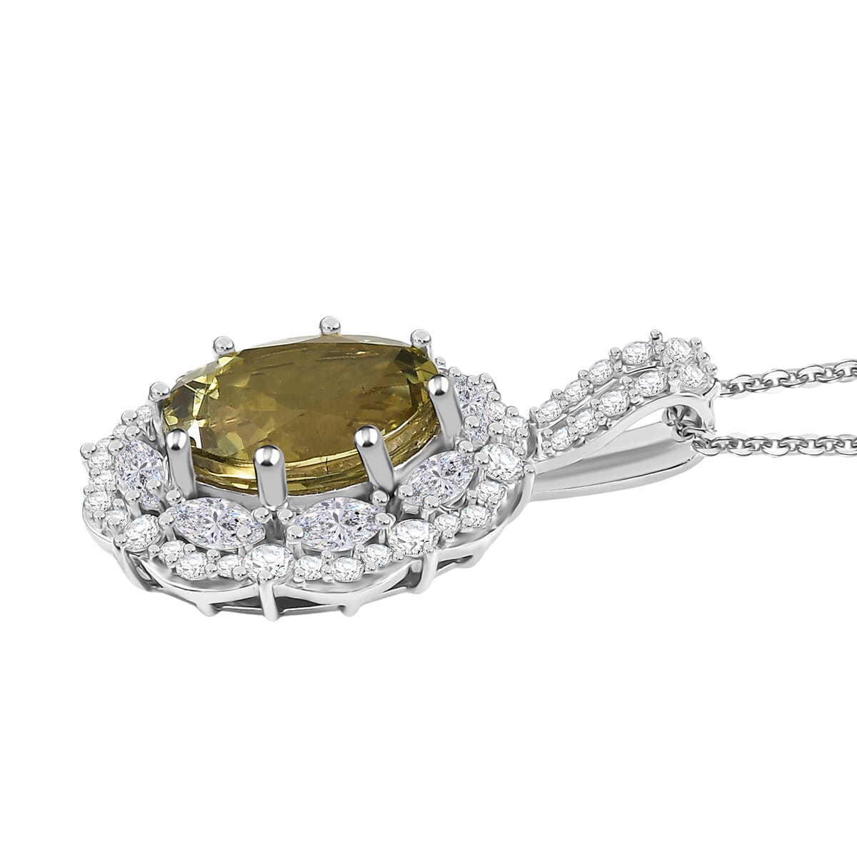 D'Joy Premium Yellow Apatite and Moissanite 4.90 ctw Pendant Necklace in Rhodium Over Sterling Silver 20 Inches image number 3