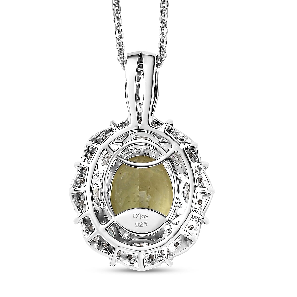 D'Joy Premium Yellow Apatite and Moissanite 4.90 ctw Imperial Dawn Pendant Necklace in Rhodium Over Sterling Silver 20 Inches