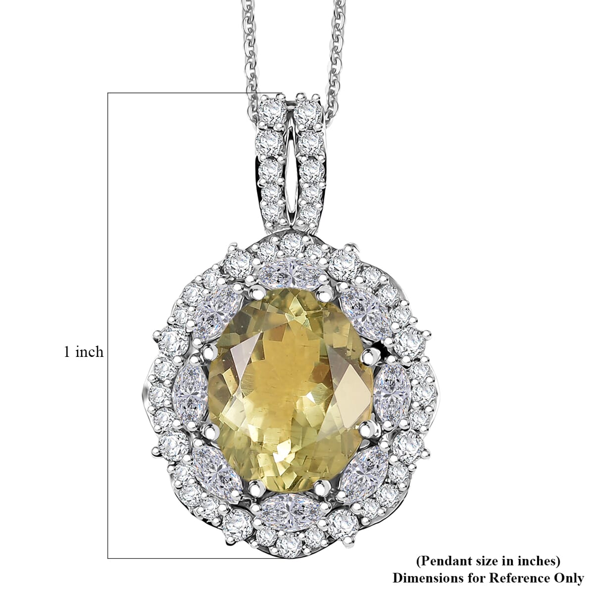 D'Joy Premium Yellow Apatite and Moissanite 4.90 ctw Pendant Necklace in Rhodium Over Sterling Silver 20 Inches image number 6