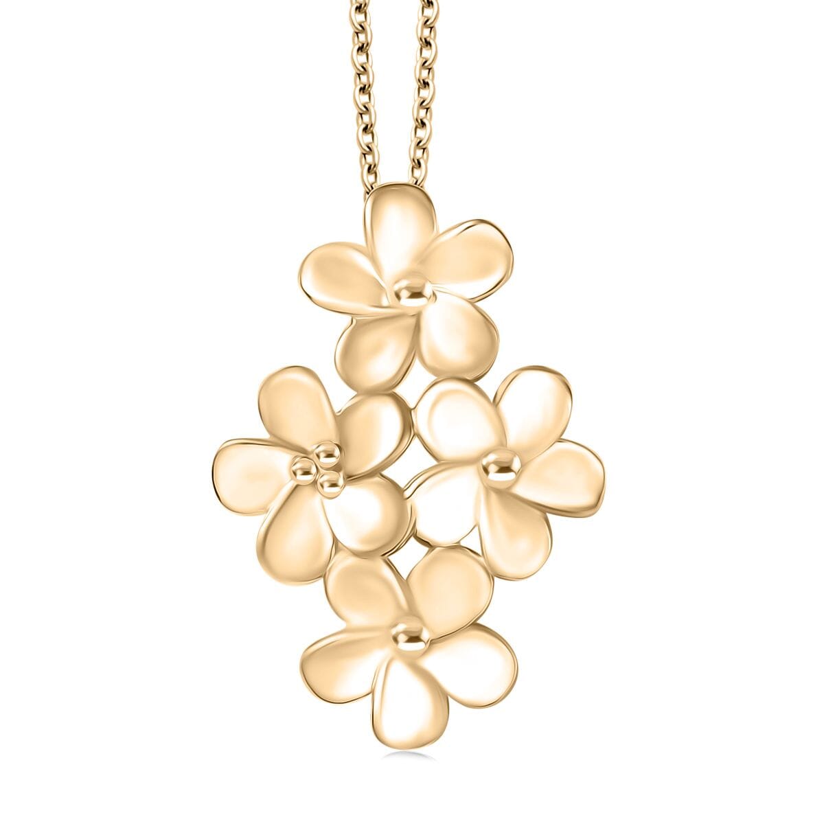 Luxoro Bouquet of Flowers Pendant Necklace in 10K Yellow Gold 3.90 Grams 20 Inches image number 0