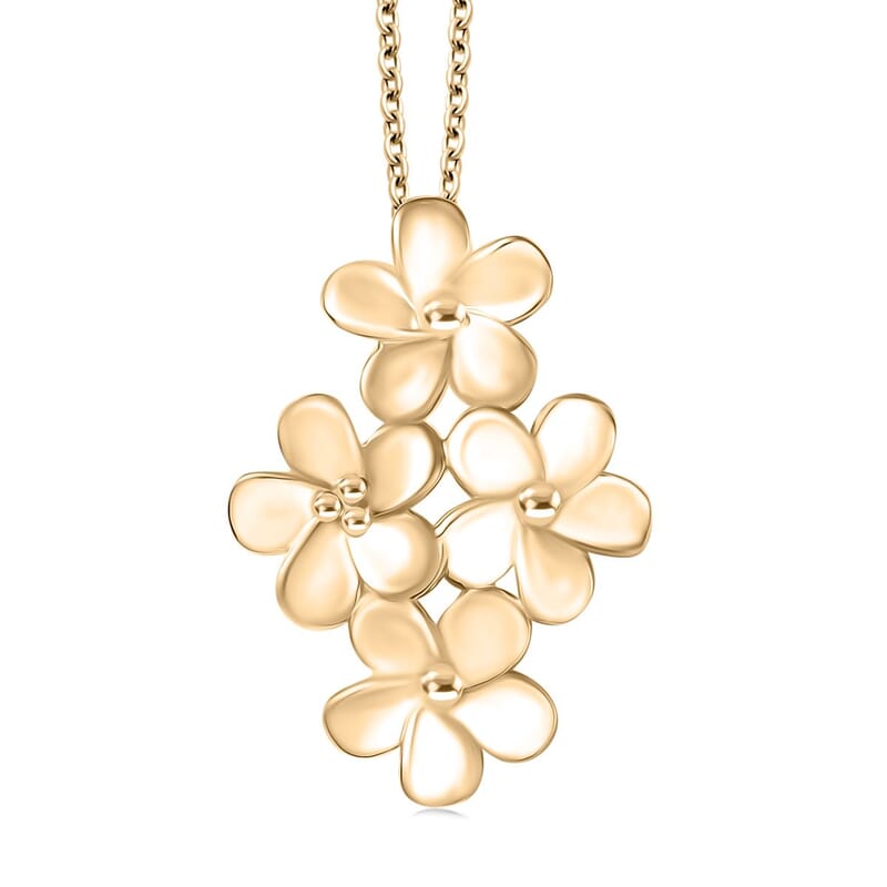 Luxoro Bouquet of Flowers Pendant Necklace in 10K Yellow Gold 3.90 Grams 20 Inches
