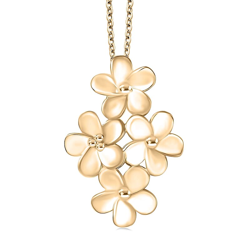 Luxoro Bouquet of Flowers Pendant Necklace in 10K Yellow Gold 3.90 Grams 20 Inches