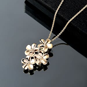 Luxoro Bouquet of Flowers Pendant Necklace in 10K Yellow Gold 3.90 Grams 20 Inches
