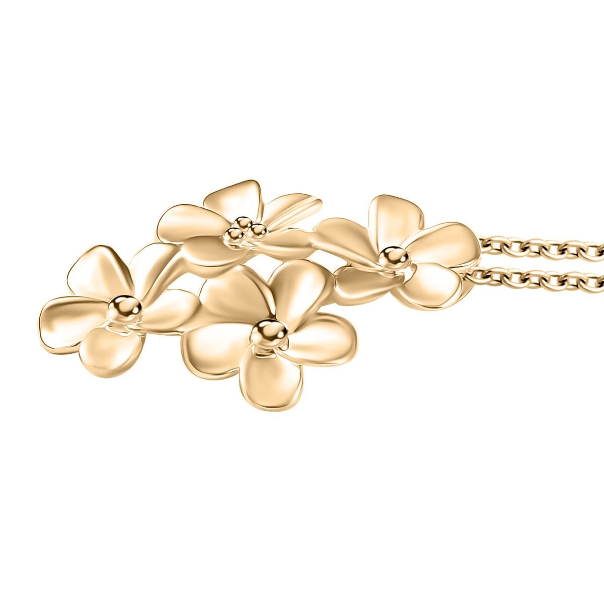 Luxoro Bouquet of Flowers Pendant Necklace in 10K Yellow Gold 3.90 Grams 20 Inches image number 3
