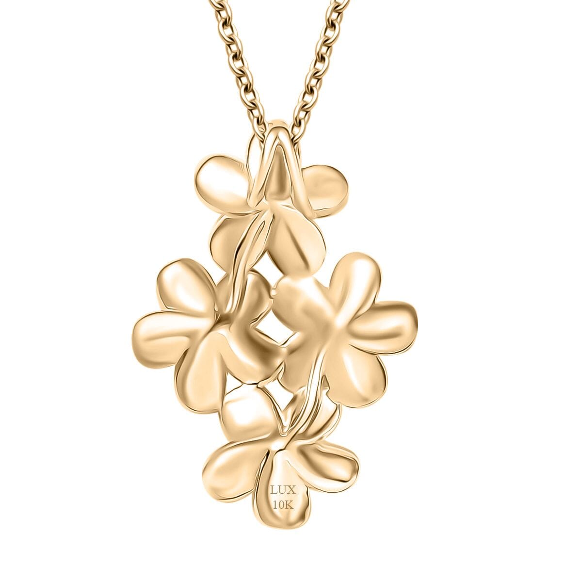 Luxoro Bouquet of Flowers Pendant Necklace in 10K Yellow Gold 3.90 Grams 20 Inches image number 4