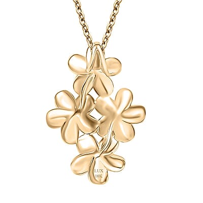 Luxoro Bouquet of Flowers Pendant Necklace in 10K Yellow Gold 3.90 Grams 20 Inches