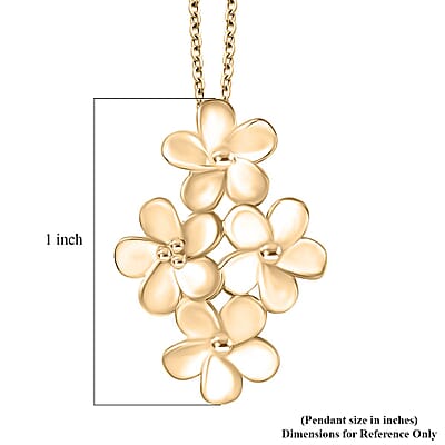Luxoro Bouquet of Flowers Pendant Necklace in 10K Yellow Gold 3.90 Grams 20 Inches