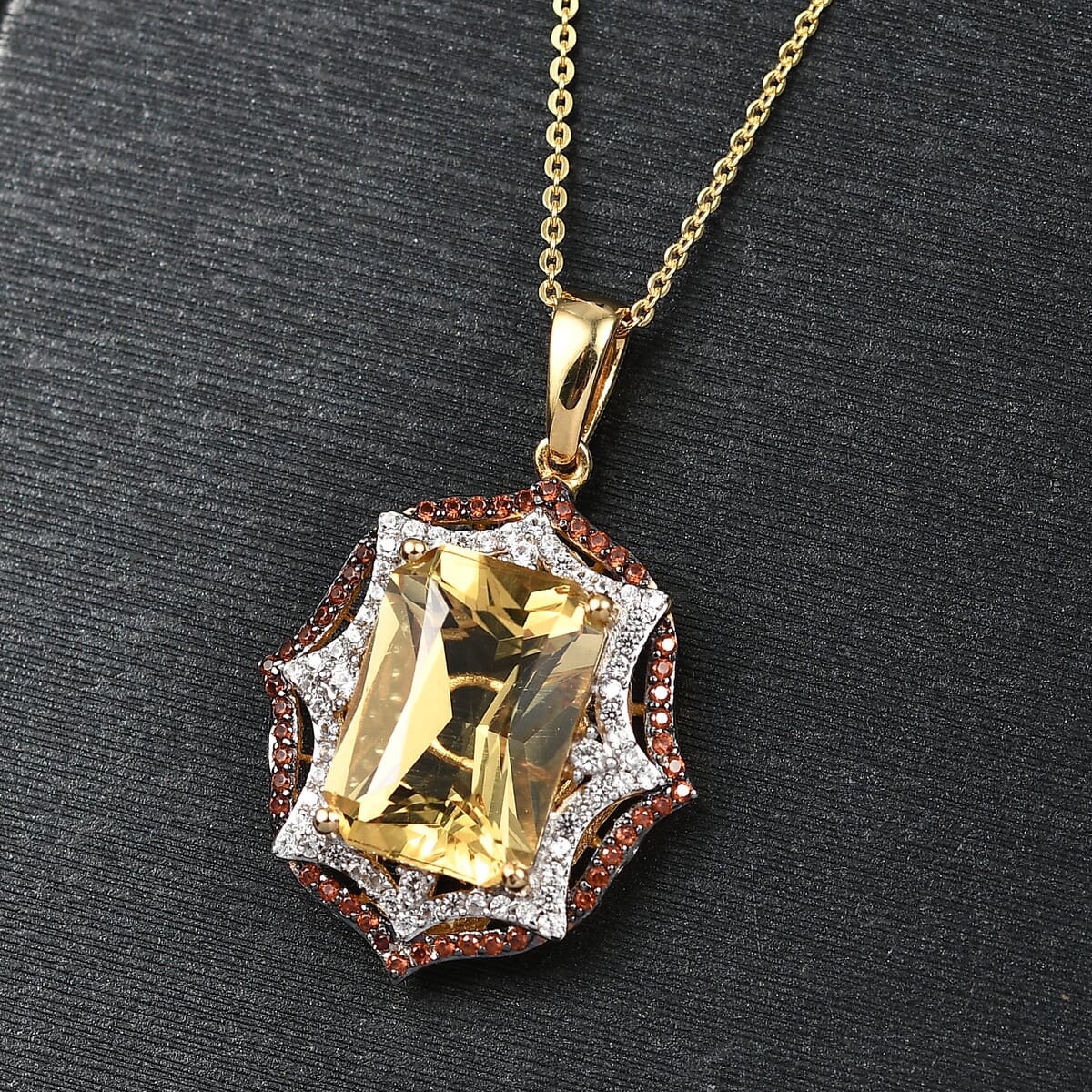 D'Joy Yellow Labradorite and Multi Gemstone 7.50 ctw Solar Flare Pendant Necklace in 18K Vermeil Yellow Gold Over Sterling Silver 20 Inches image number 1