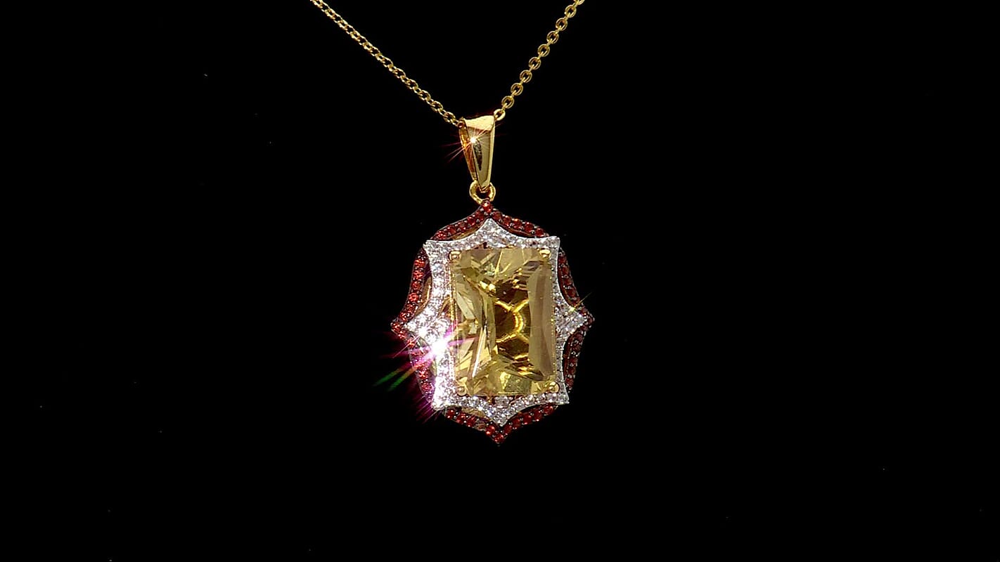 D'Joy Yellow Labradorite and Multi Gemstone 7.50 ctw Solar Flare Pendant Necklace in 18K Vermeil Yellow Gold Over Sterling Silver 20 Inches
