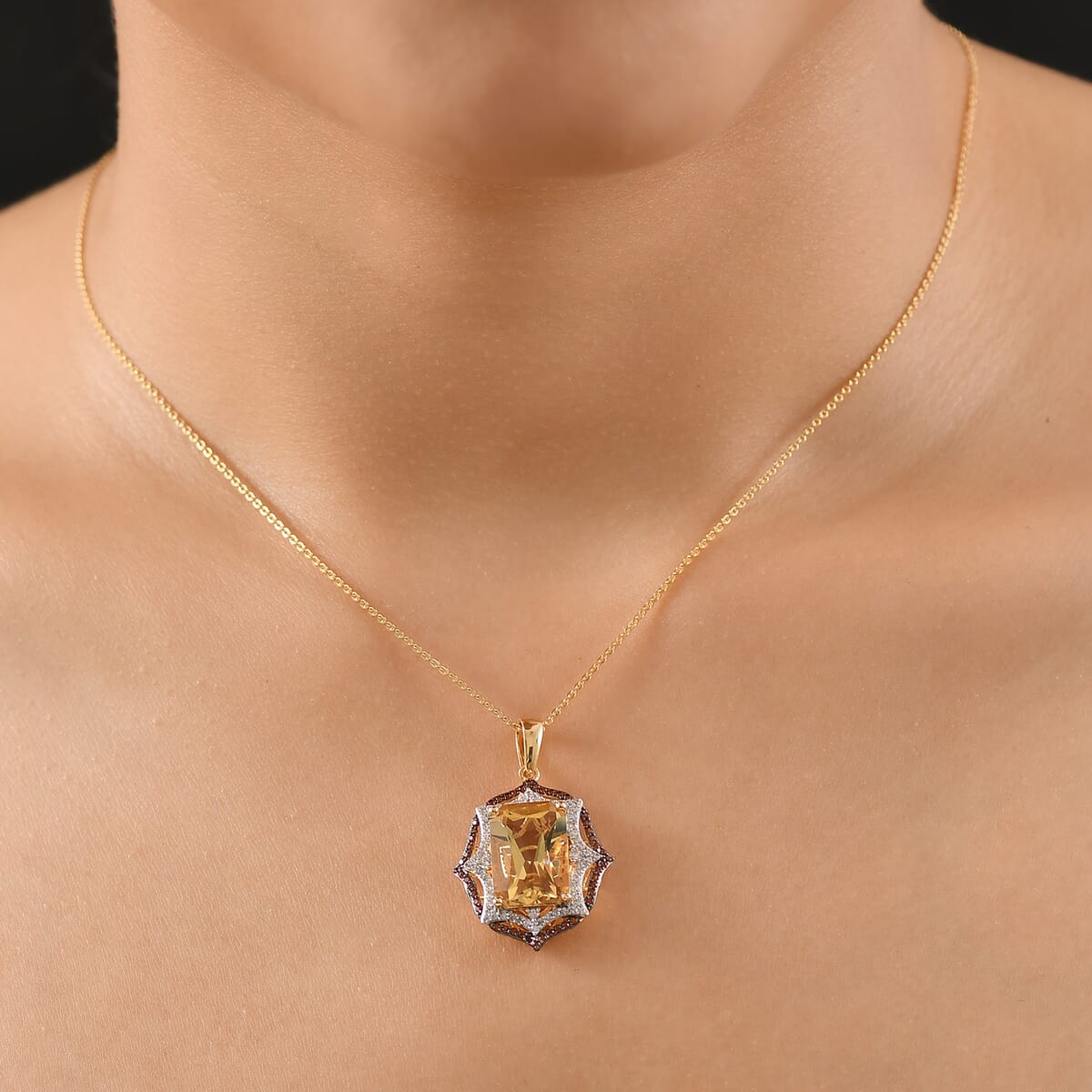 D'Joy Yellow Labradorite and Multi Gemstone 7.50 ctw Solar Flare Pendant Necklace in 18K Vermeil Yellow Gold Over Sterling Silver 20 Inches image number 2
