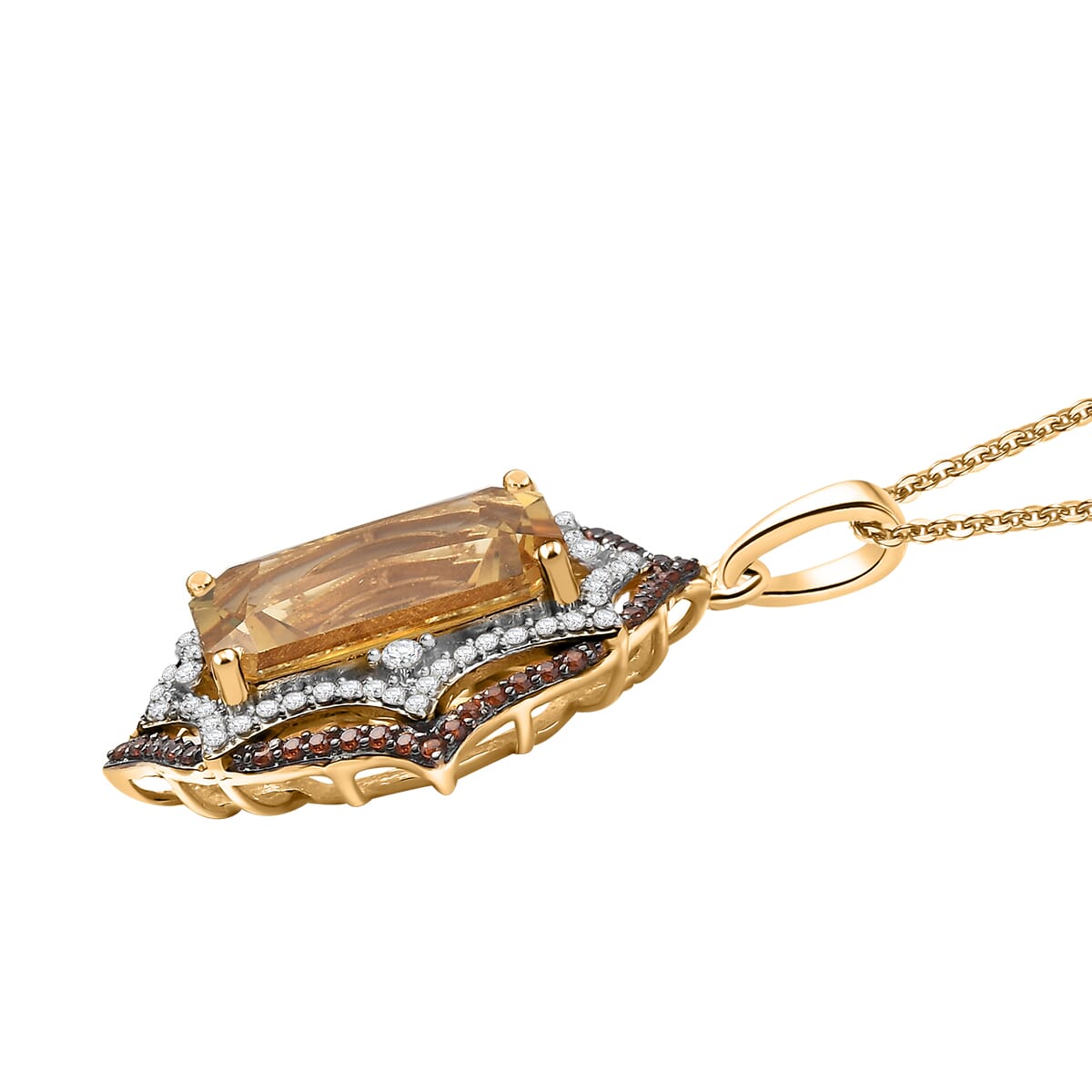 D'Joy Yellow Labradorite and Multi Gemstone 7.50 ctw Solar Flare Pendant Necklace in 18K Vermeil Yellow Gold Over Sterling Silver 20 Inches image number 3