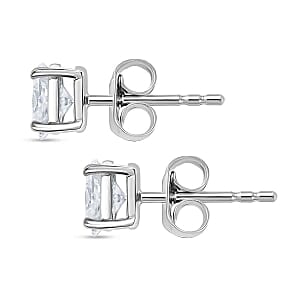 Moissanite 2.82 ctw Set of 3 Solitaire Stud Earrings in Rhodium Over Sterling Silver