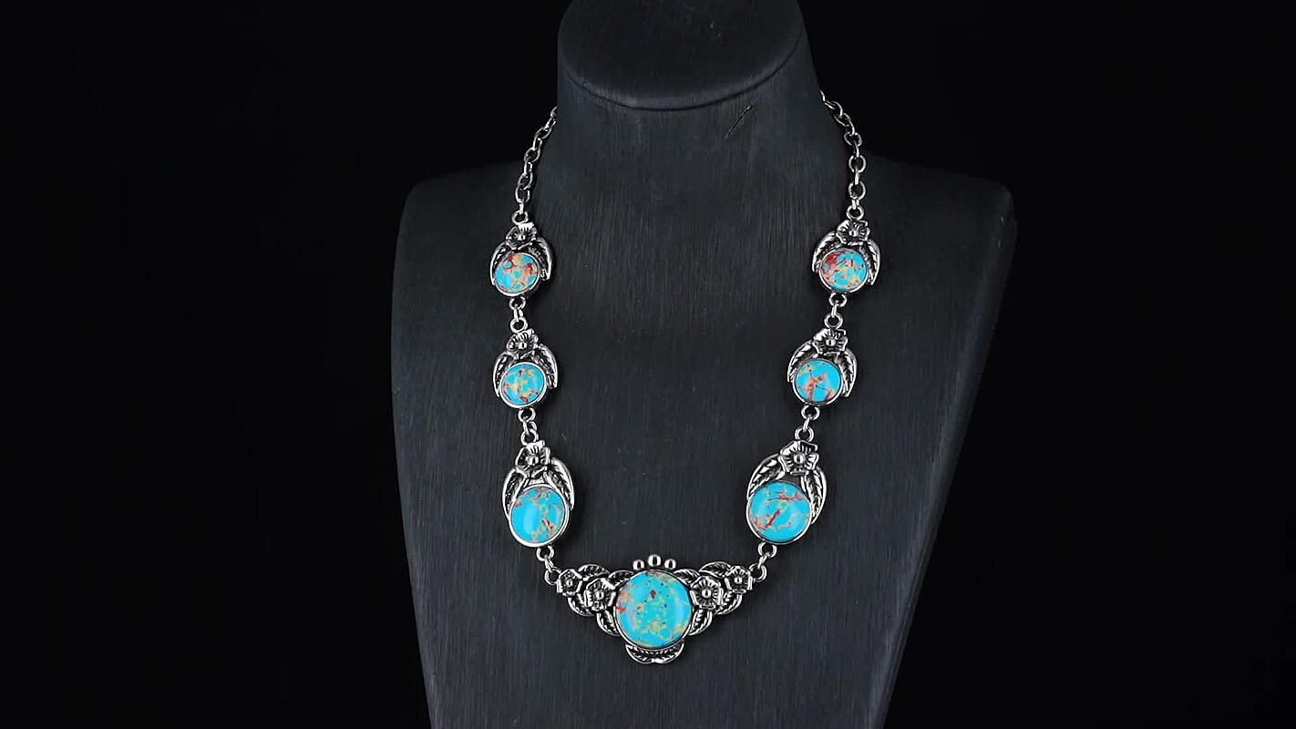 Imperial Jasper Necklace (17-20 Inches) and Earrings in Silvertone 160.00 ctw