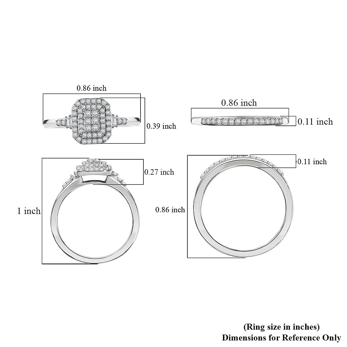 D'Joy Set of 2 Diamond 0.50 ctw Art Deco Stackable Ring in Rhodium Over Sterling Silver (Size 8) image number 5