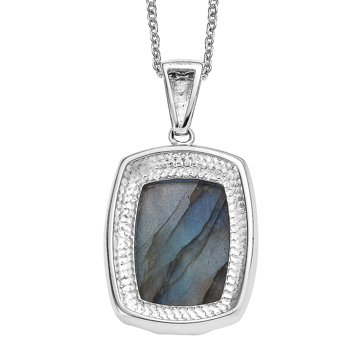 Malagasy Labradorite 19.00 ctw Pendant Necklace in Stainless Steel 20 Inches image number 4