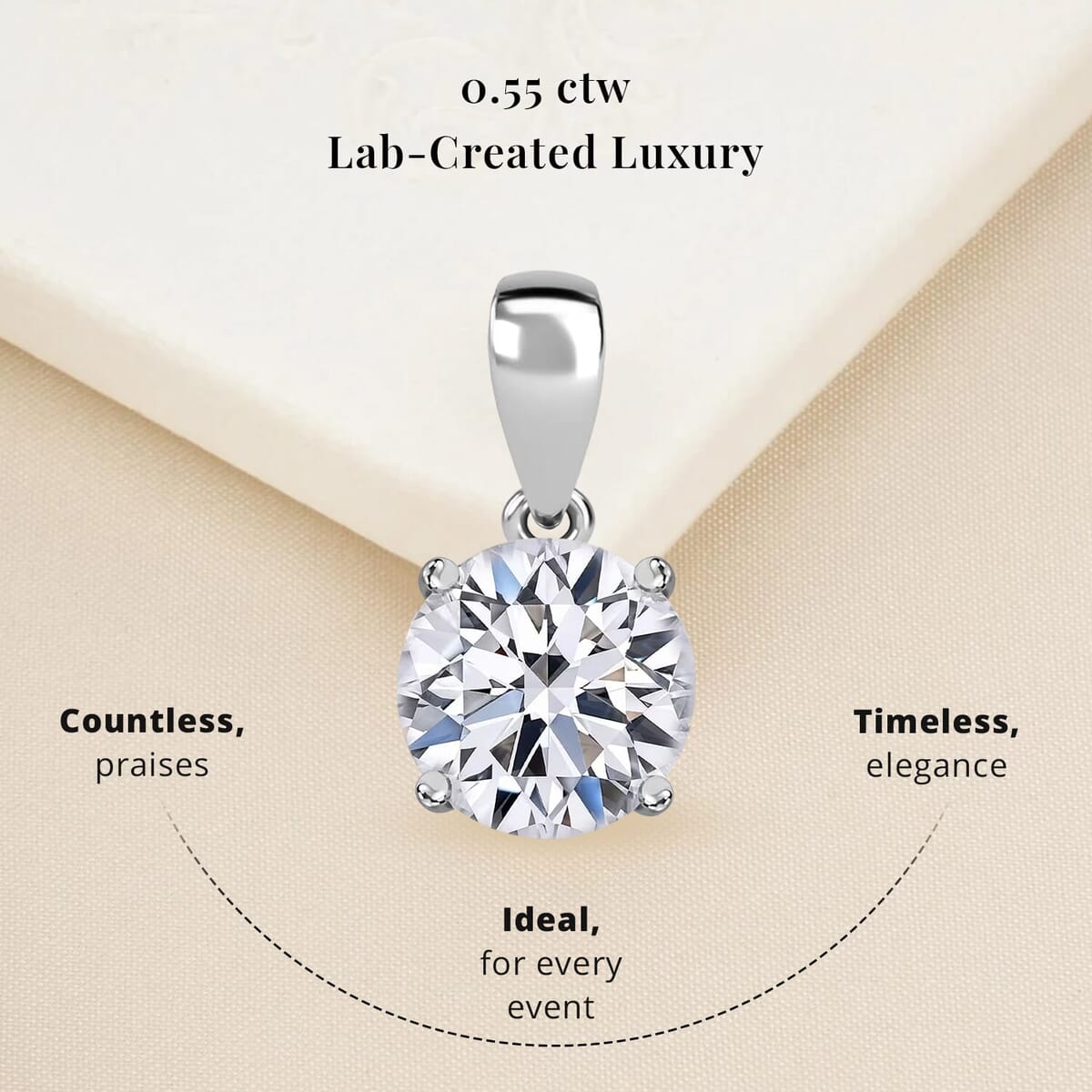 Luxuriant Lab Grown Diamond E-F VS 0.50 ctw Solitaire Pendant without Chain Necklae in 14K White Gold 20 Inches image number 2