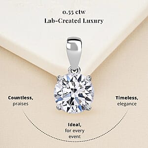 Luxuriant Lab Grown Diamond E-F VS 0.50 ctw Solitaire Pendant Necklace in 14K White Gold 20 Inches (Del. in 10-12 Days)