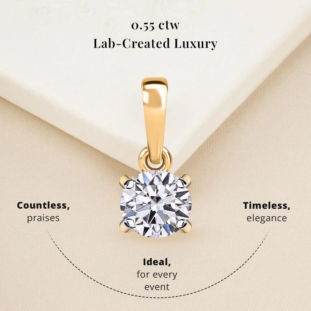 Luxuriant Lab Grown Diamond E-F VS 0.50 ctw Solitaire Pendant without Chain Necklae in 14K Yellow Gold 20 Inches image number 2