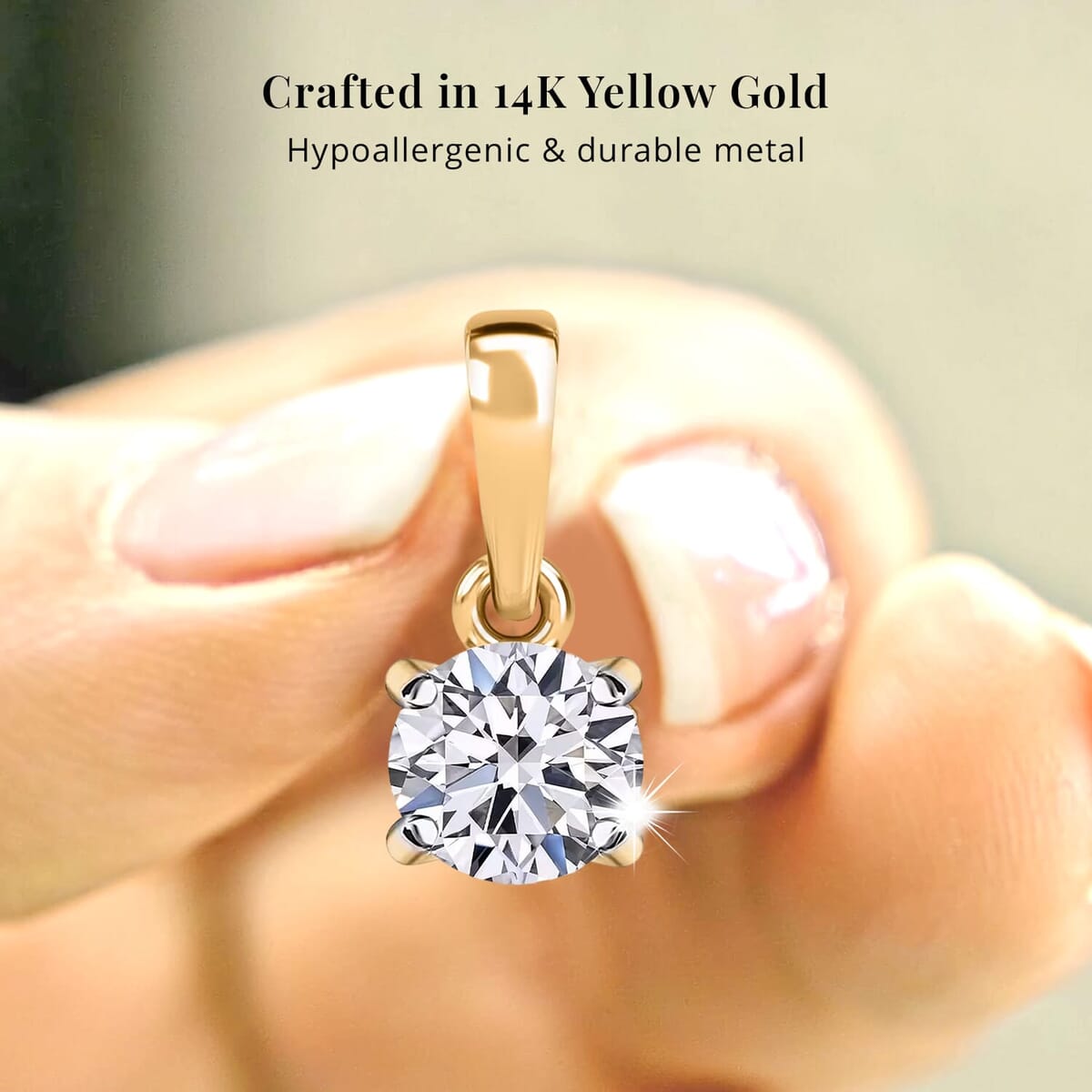 Luxuriant Lab Grown Diamond E-F VS 0.50 ctw Solitaire Pendant without Chain Necklae in 14K Yellow Gold 20 Inches image number 4