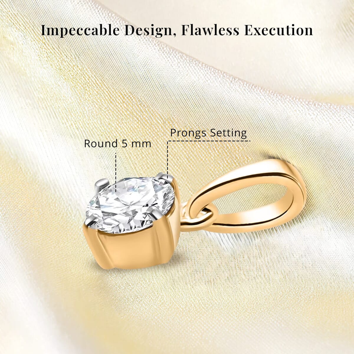 Luxuriant Lab Grown Diamond E-F VS 0.50 ctw Solitaire Pendant without Chain Necklae in 14K Yellow Gold 20 Inches image number 5