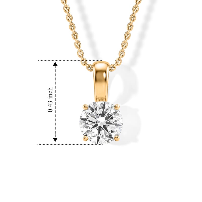 Luxuriant Lab Grown Diamond E-F VS 0.50 ctw Solitaire Pendant Necklace in 14K Yellow Gold 20 Inches