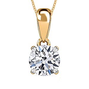 IGI Certified Luxuriant Lab Grown Diamond E-F VS 1.00 ctw Solitaire Pendant Necklace in 14K Yellow Gold 20 Inches (Del. in 10-12 Days)