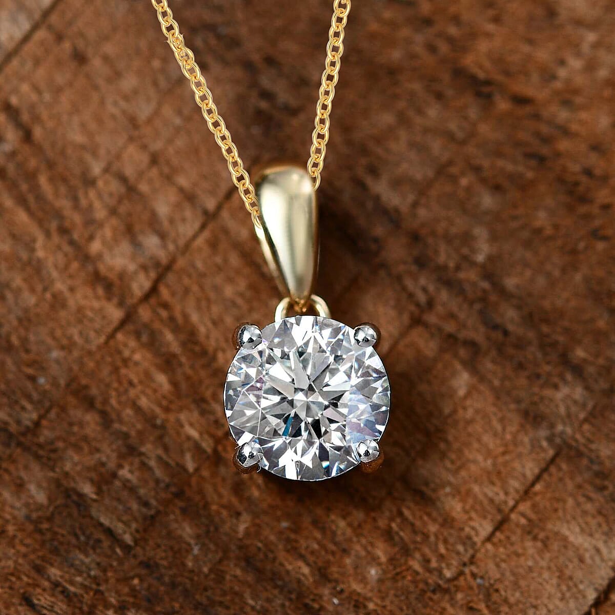 IGI Certified Luxuriant Lab Grown Diamond E-F VS 1.00 ctw Solitaire Pendant Necklace in 14K Yellow Gold 20 Inches (Del. in 10-12 Days) image number 1