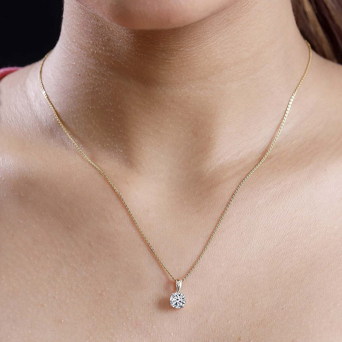 IGI Certified Luxuriant Lab Grown Diamond E-F VS 1.00 ctw Solitaire Pendant Necklace in 14K Yellow Gold 20 Inches (Del. in 10-12 Days) image number 2
