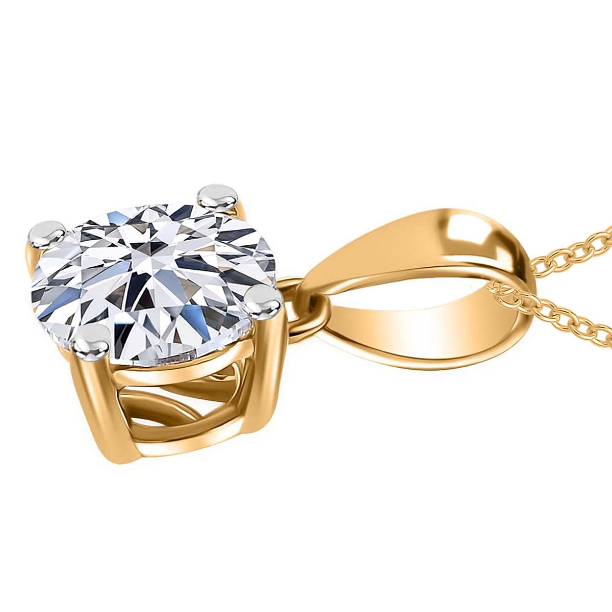 IGI Certified Luxuriant Lab Grown Diamond E-F VS 1.00 ctw Solitaire Pendant Necklace in 14K Yellow Gold 20 Inches (Del. in 10-12 Days) image number 3
