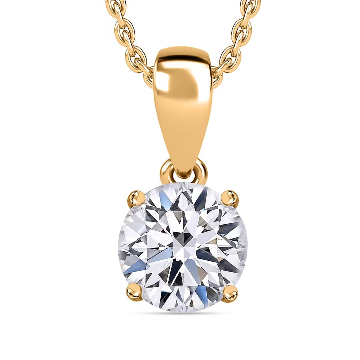 IGI Certified Luxuriant Lab Grown Diamond E-F VS 2.00 ctw Solitaire Pendant Necklace in 14K Yellow Gold 20 Inches (Del. in 10-12 Days) image number 0