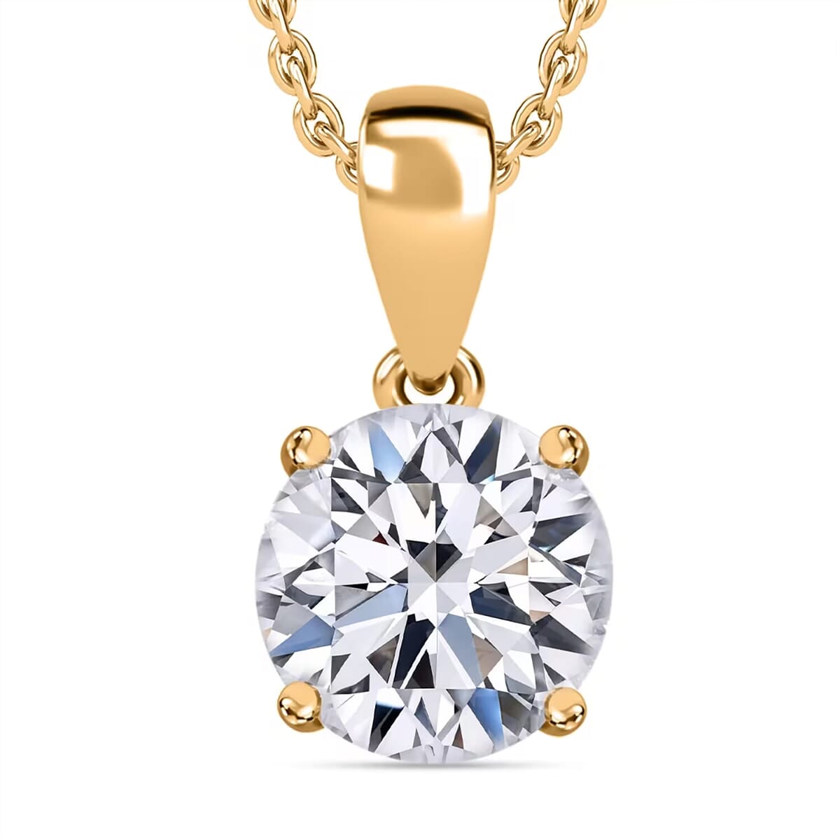 IGI Certified Luxuriant Lab Grown Diamond E-F VS 3.00 ctw Solitaire Pendant without Chain Necklae in 14K Yellow Gold 20 Inches image number 0