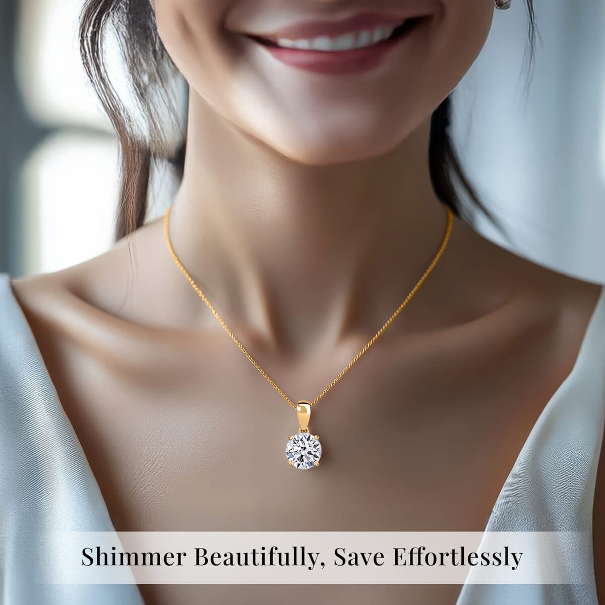 IGI Certified Luxuriant Lab Grown Diamond E-F VS 3.00 ctw Solitaire Pendant without Chain Necklae in 14K Yellow Gold 20 Inches image number 1