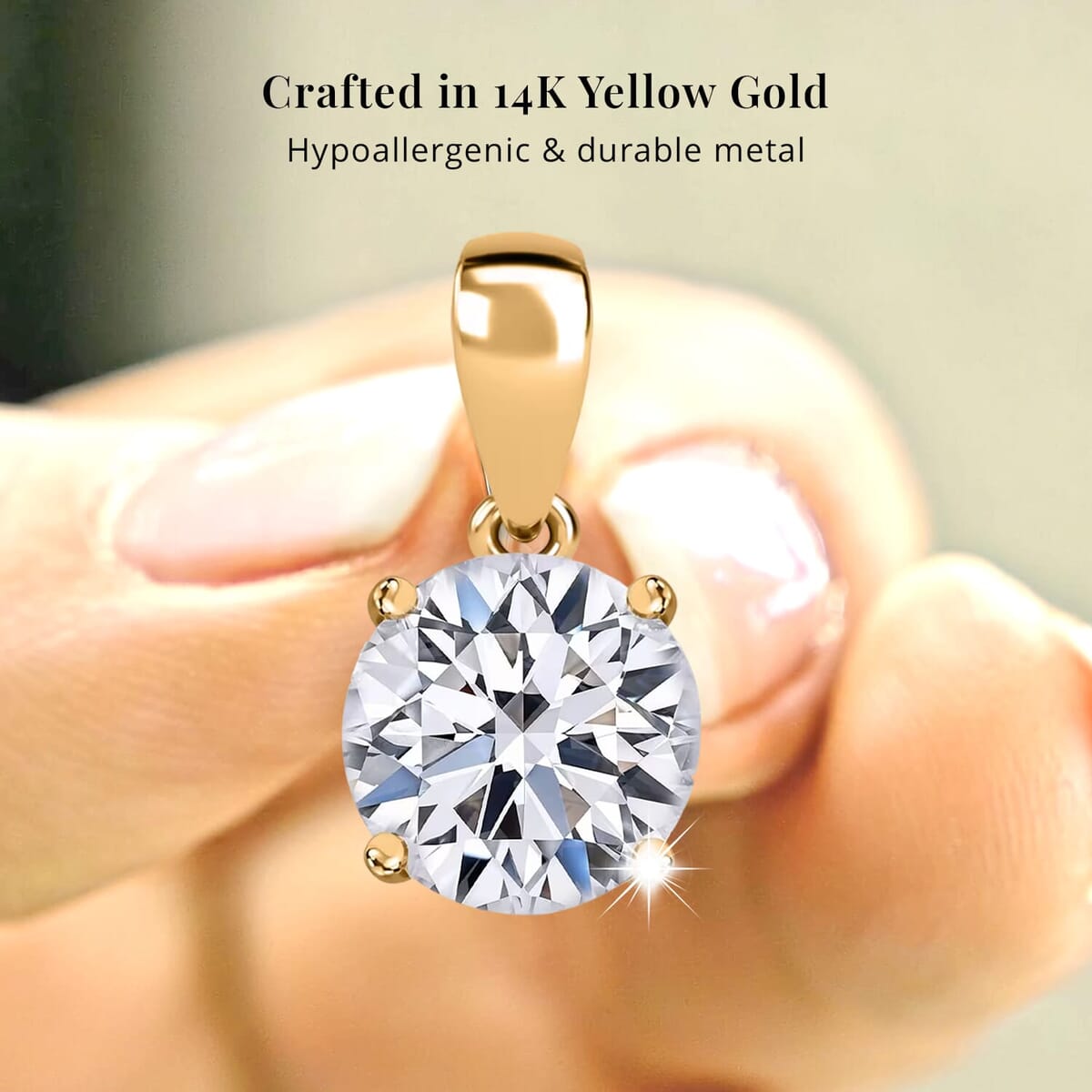 IGI Certified Luxuriant Lab Grown Diamond E-F VS 3.00 ctw Solitaire Pendant without Chain Necklae in 14K Yellow Gold 20 Inches image number 4