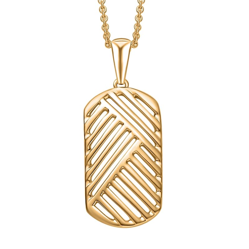 Linear Geometry Pendant Necklace in 10K Yellow Gold 2.85 Grams 20 Inches