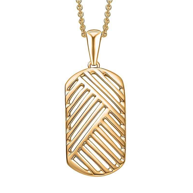 Linear Geometry Pendant Necklace in 10K Yellow Gold 2.85 Grams 20 Inches
