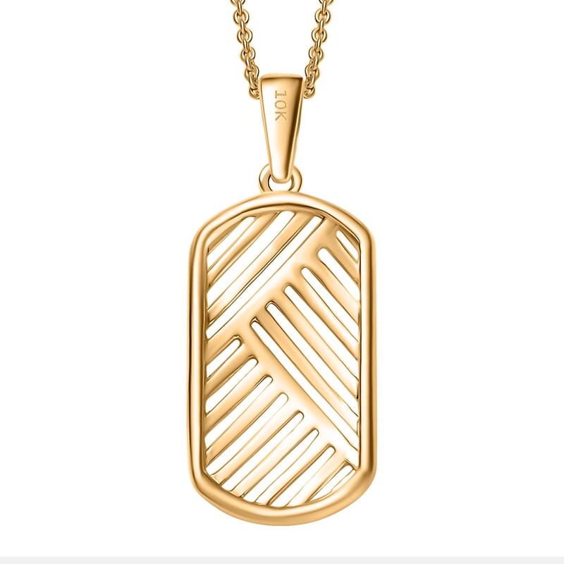 Linear Geometry Pendant Necklace in 10K Yellow Gold 2.85 Grams 20 Inches
